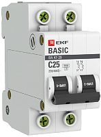 Выключатель автоматический EKF Basic ВА47-29 2п 25А C 4.5кА картинка
